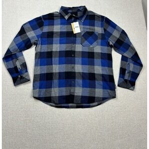 Quicksilver Mens Long Sleeve Button Up Flannel Shirt Size XL Blue